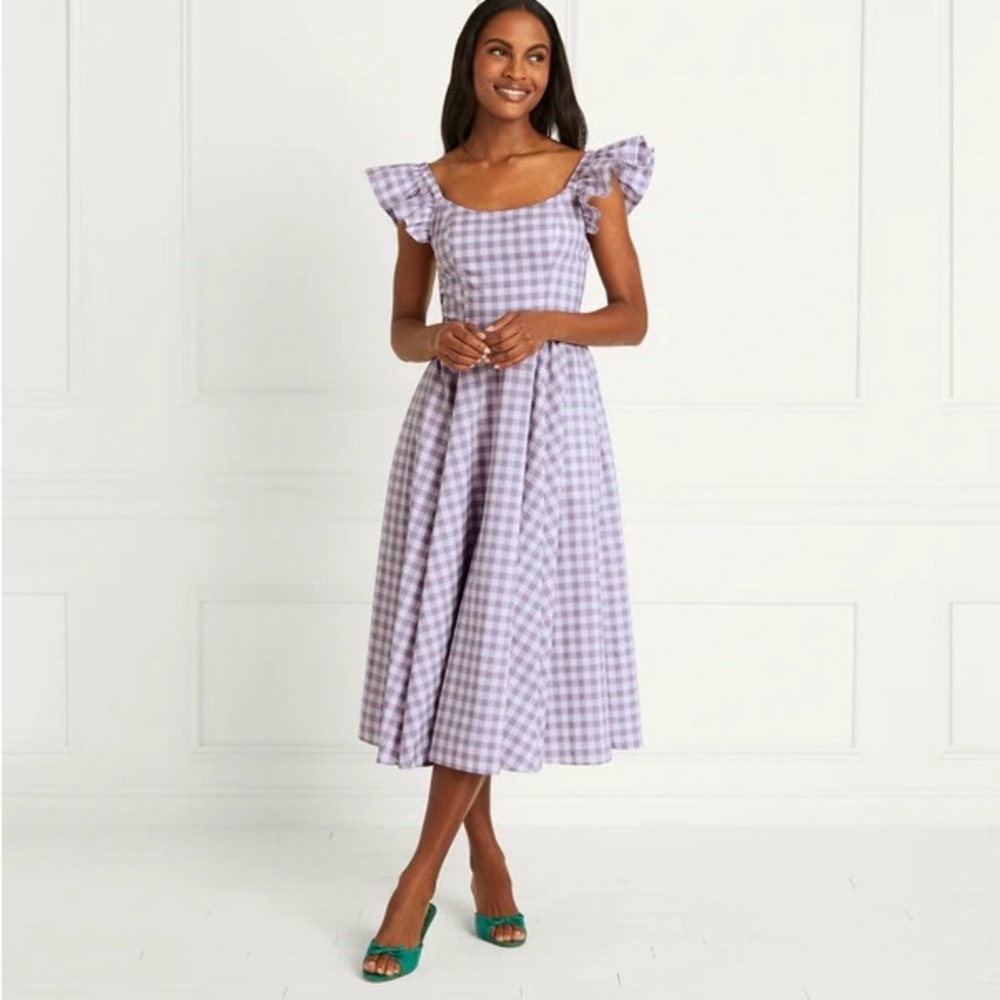 NWT Hill House The Daphne Dress in Lilac Dot Check